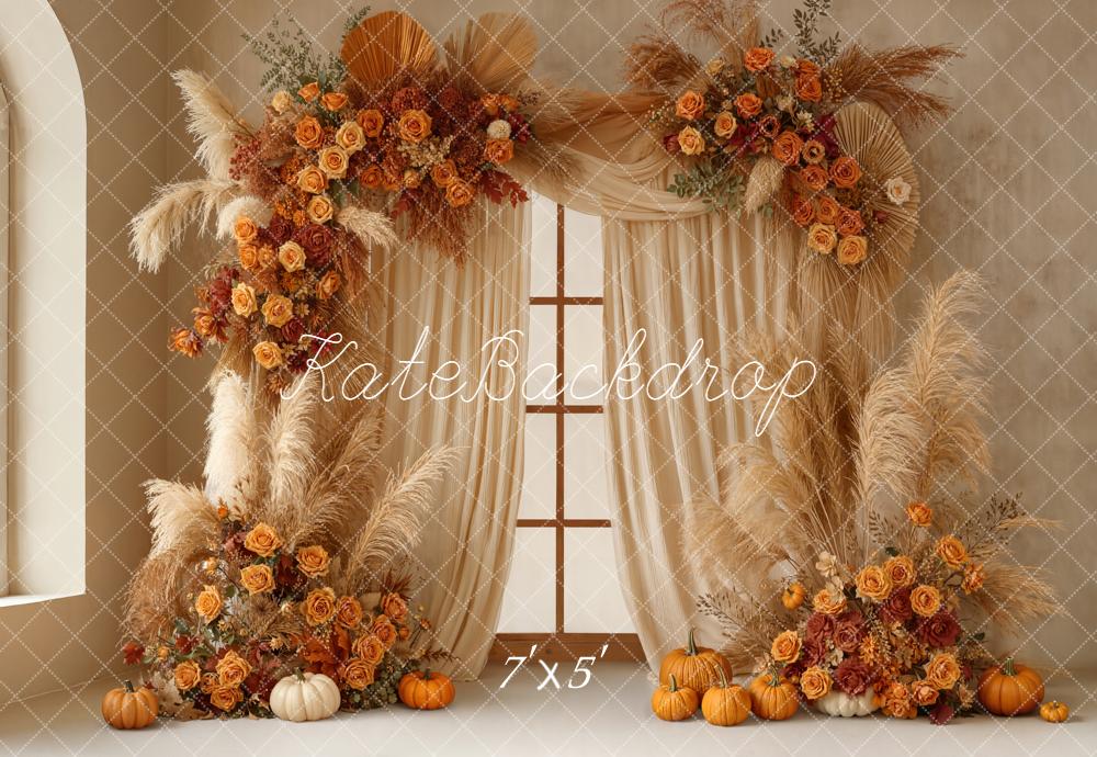 Kate Autumn Garland Pampas Pumpkins Backdrop Designed by Emetselch -UK
