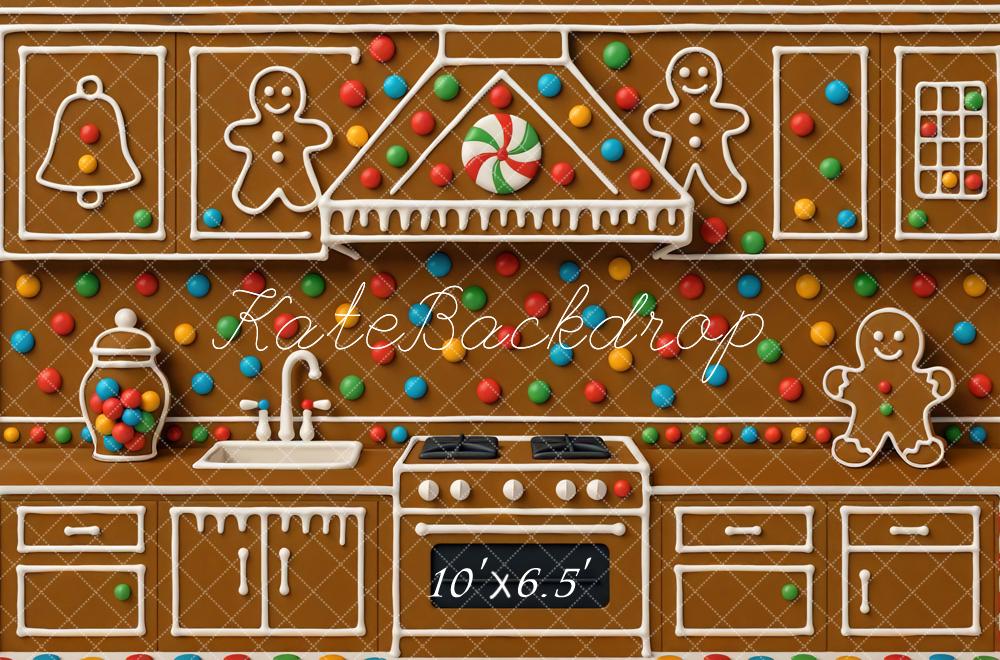 Kate Christmas Gingerbread Kitchen Biscuits Backdrop Designed by Mini MakeBelieve -UK