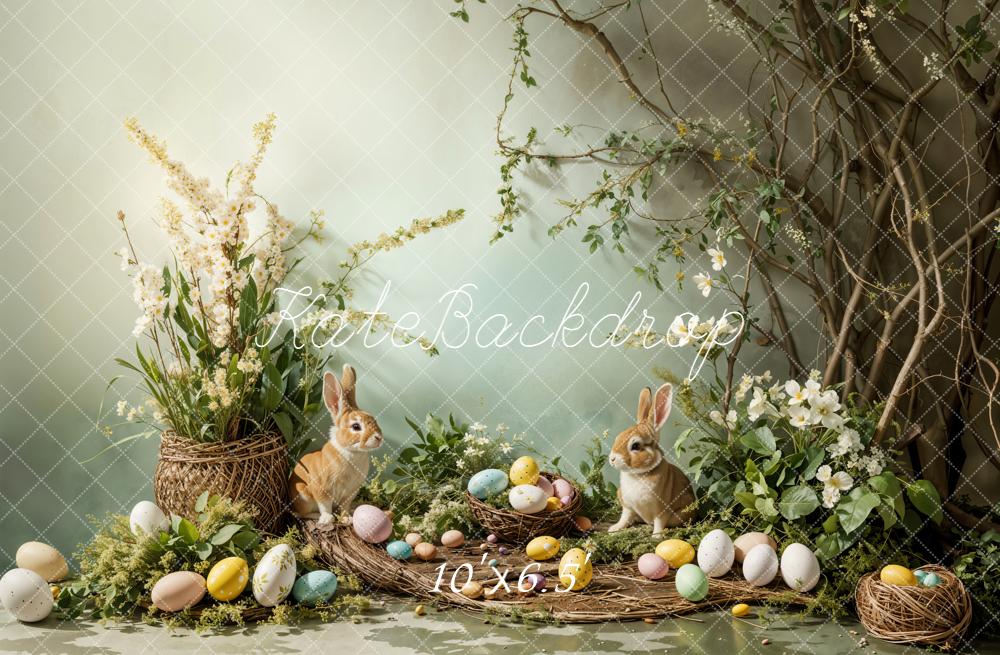 Kate Easter Bunny Eggs Nest Fleece Backdrop Designed by Emetselch