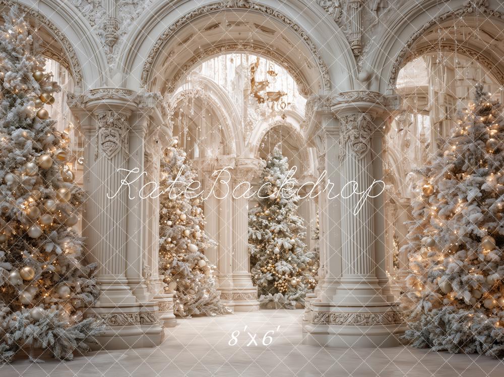 Kate Christmas Snowy Trees White Palace Backdrop Designed by Ashley Paul -UK