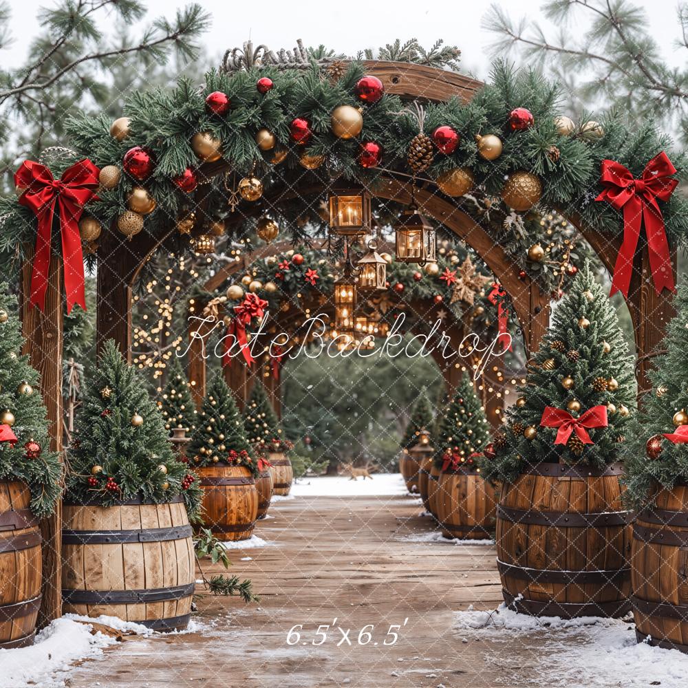 Kate Christmas Arch Garland Lanterns Trees Backdrop Designed by Emetselch -UK