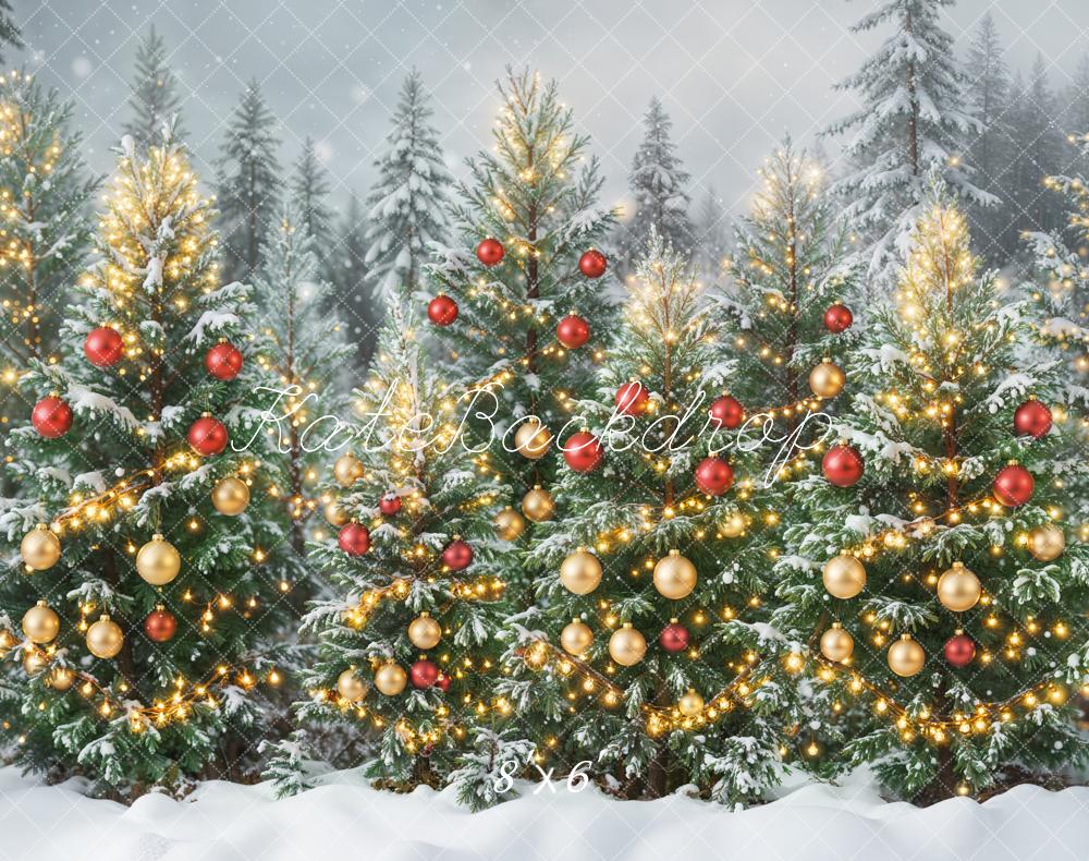 Kate Christmas Tree Snow Forest Fleece Backdrop Designed by Emetselch -UK