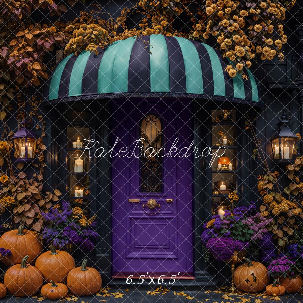Kate Halloween Pumpkins Purple Door Backdrop Designed by Emetselch -UK