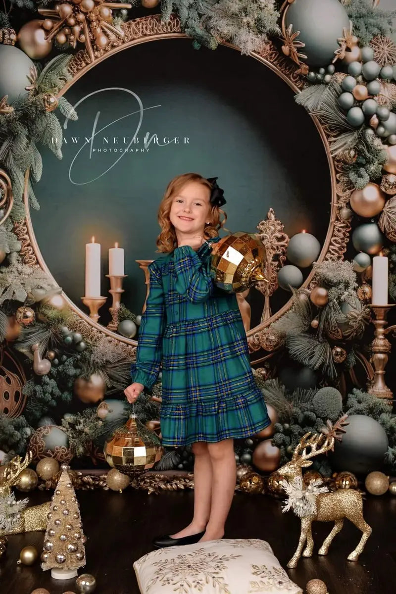 Kate Christmas Vintage Green Wall Wreath Backdrop Designed by Emetselch