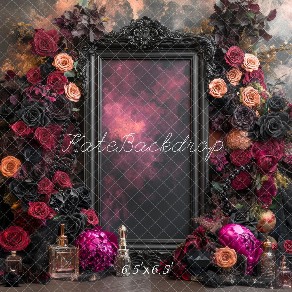 Kate Fine Art Dark Roses Ornate Frame Backdrop Designed by Mini MakeBelieve -UK
