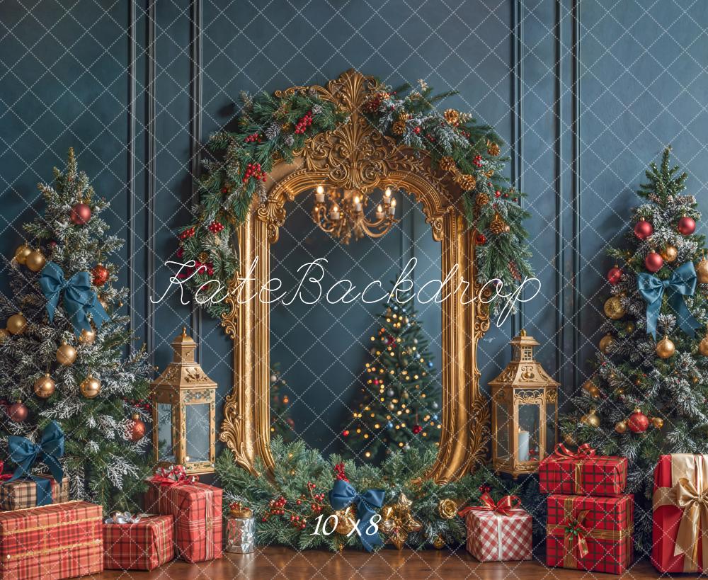 Kate Christmas Garland Mirror Trees Fleece Backdrop Designed by Emetselch -UK