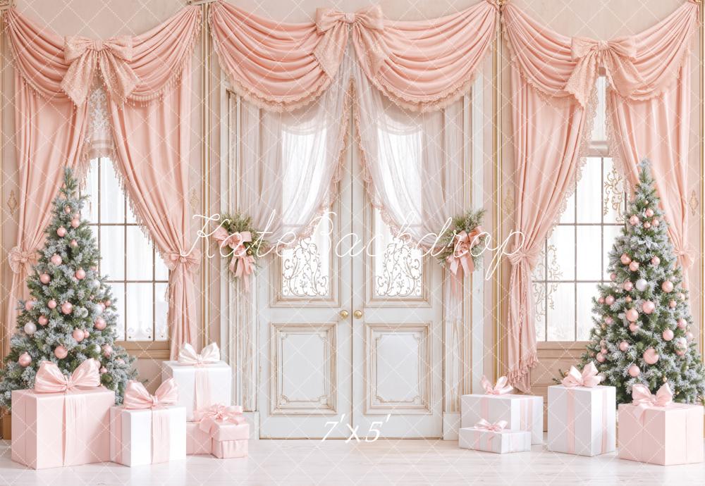 Kate Christmas Pink Curtain Gifts Backdrop Designed by Emetselch -UK