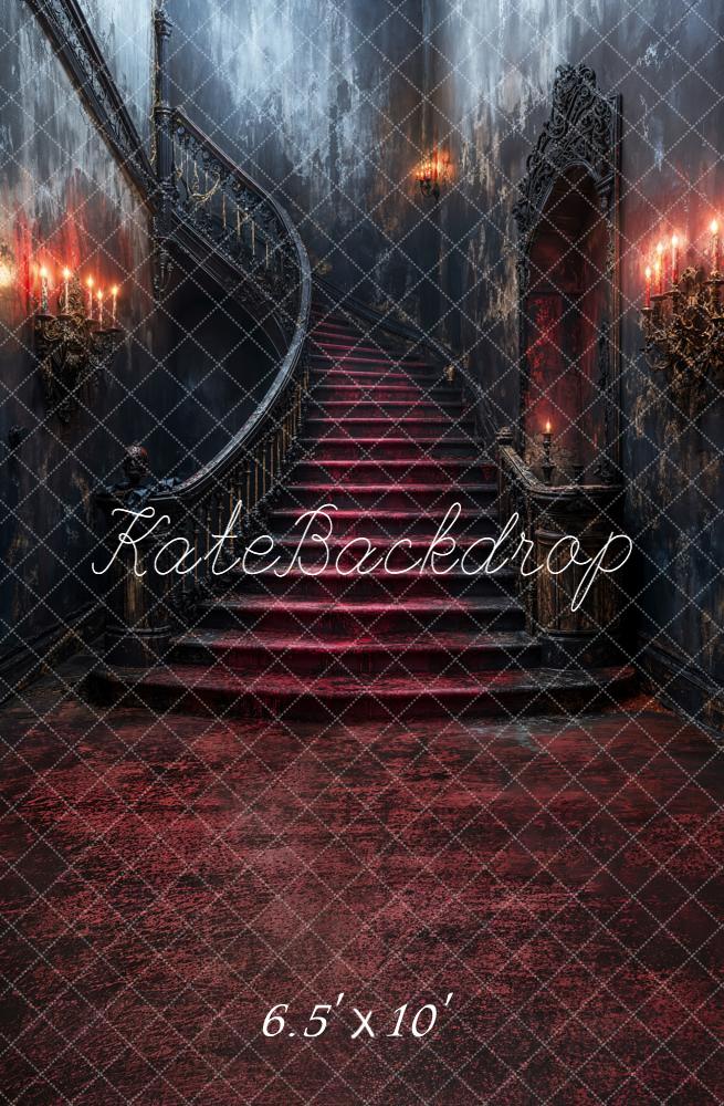 Kate Halooween Cascading Stairs Gothic Fleece Backdrop Designed by Emetselch -UK
