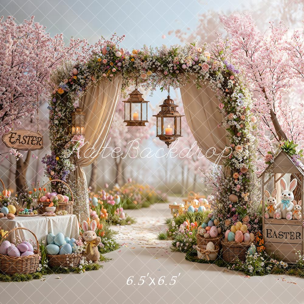 Kate Easter Bunny Floral Arch Eggs Backdrop Designed by Emetselch