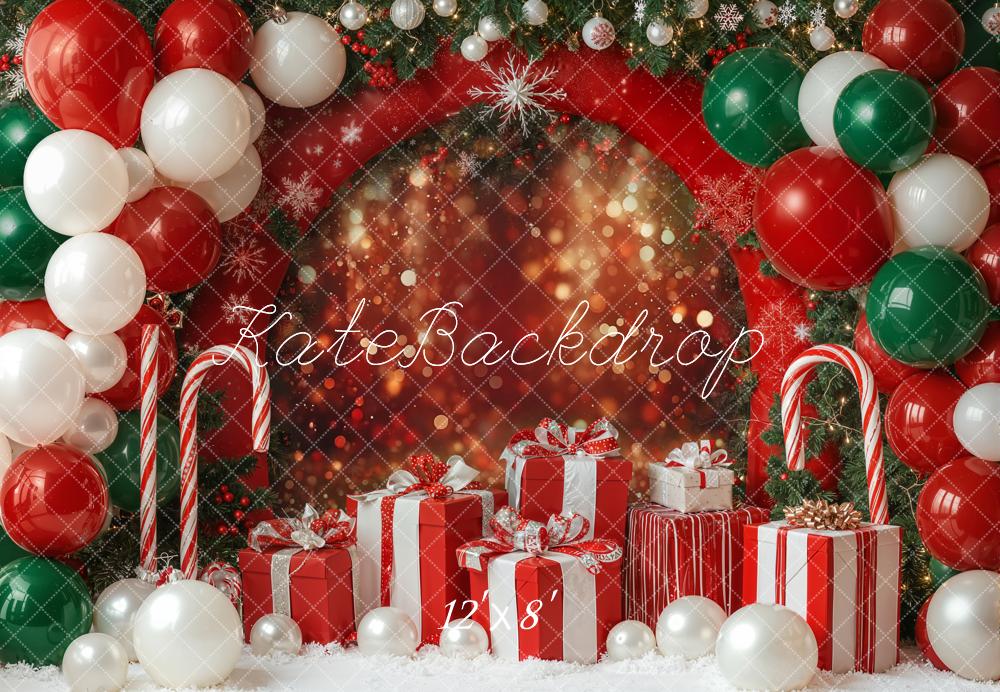 Kate Christmas Balloons Presents Bokeh Fleece Backdrop Designed by Emetselch -UK