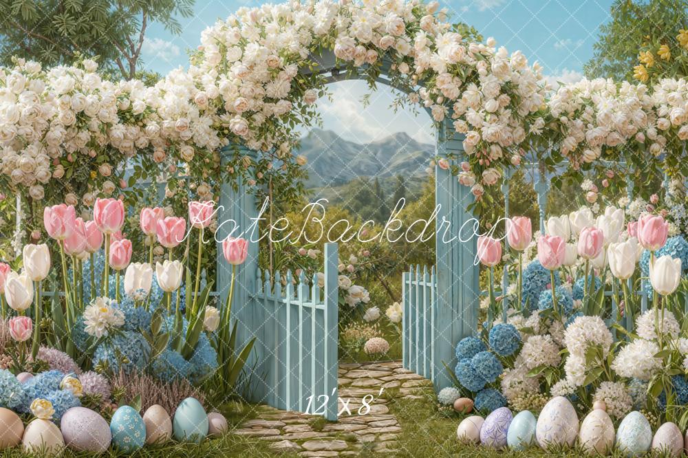 Kate Easter Bunny Garland Pastel Garden Fleece Backdrop Designed by Emetselch -UK