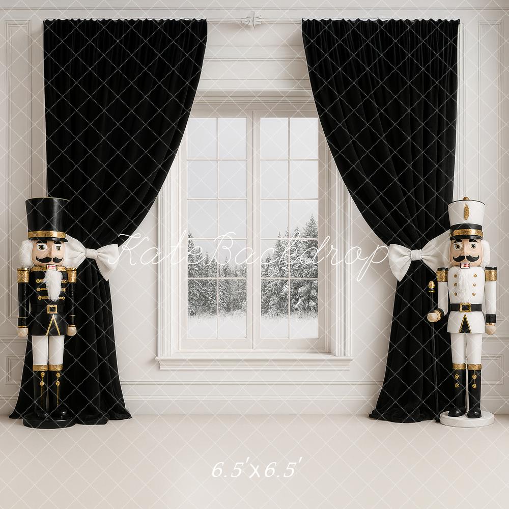 Kate Christmas Nutcracker Window Black Curtains Backdrop Designed by Ashley Paul -UK
