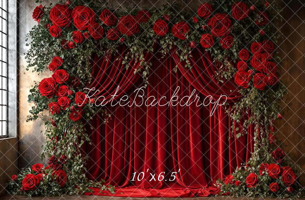 Kate Red Roses Curtain Backdrop Designed by Emetselch