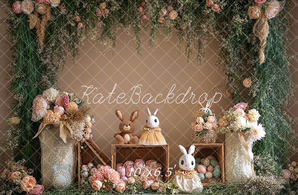 Kate Easter Bunny Flower Arch Fleece Backdrop Designed by Emetselch -UK