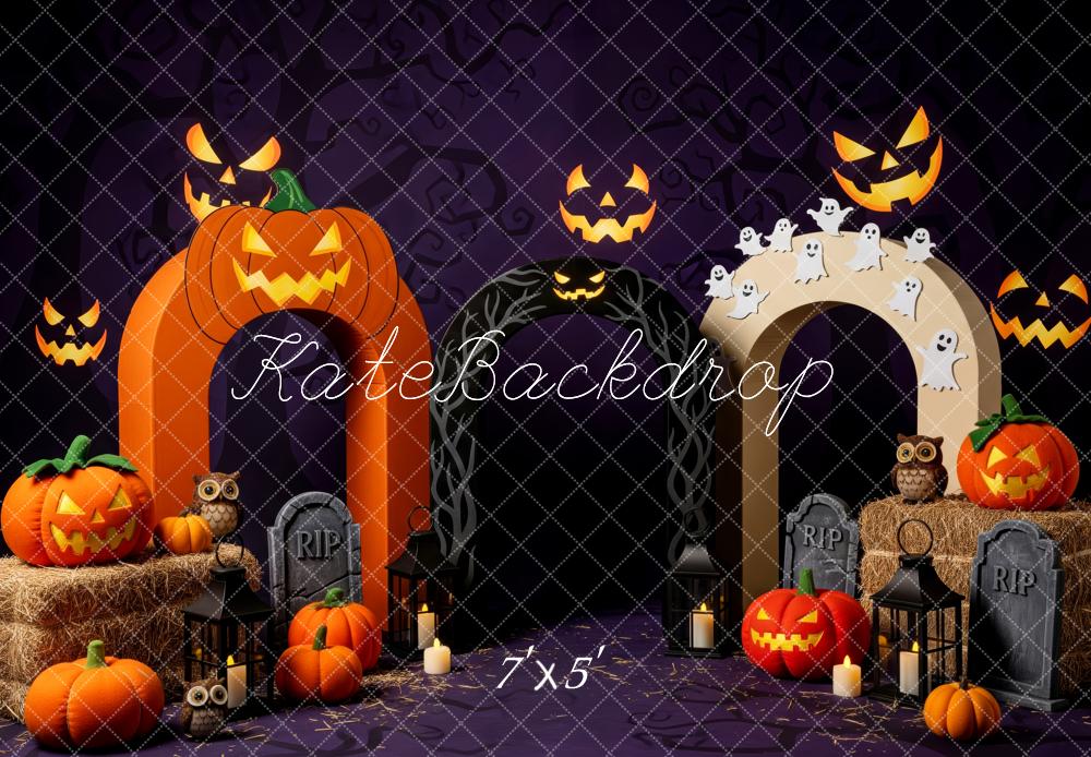 Kate Halloween Pumpkin Arch Ghost Owl Backdrop Designed by Patty Robert