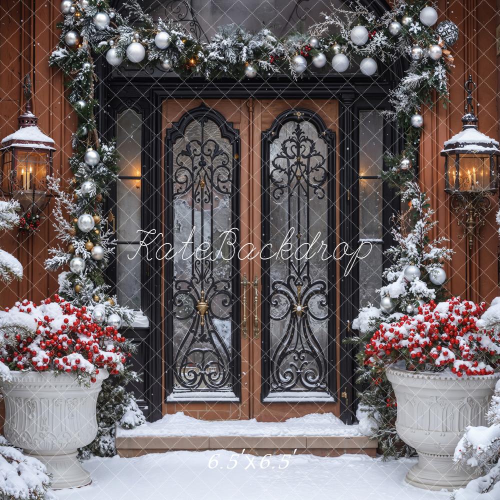 Kate Christmas Snowy Door Winter Backdrop Designed by Emetselch -UK