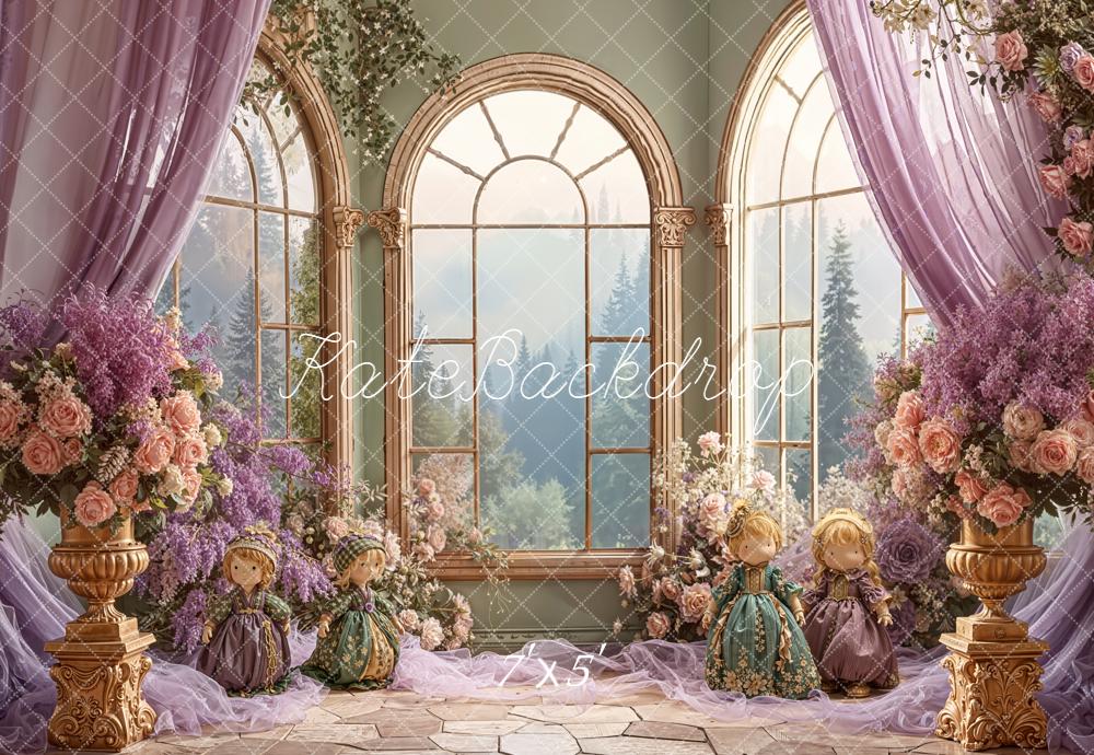 Kate Floral Arch Window Dolls Victorian Backdrop Designed by Emetselch -UK