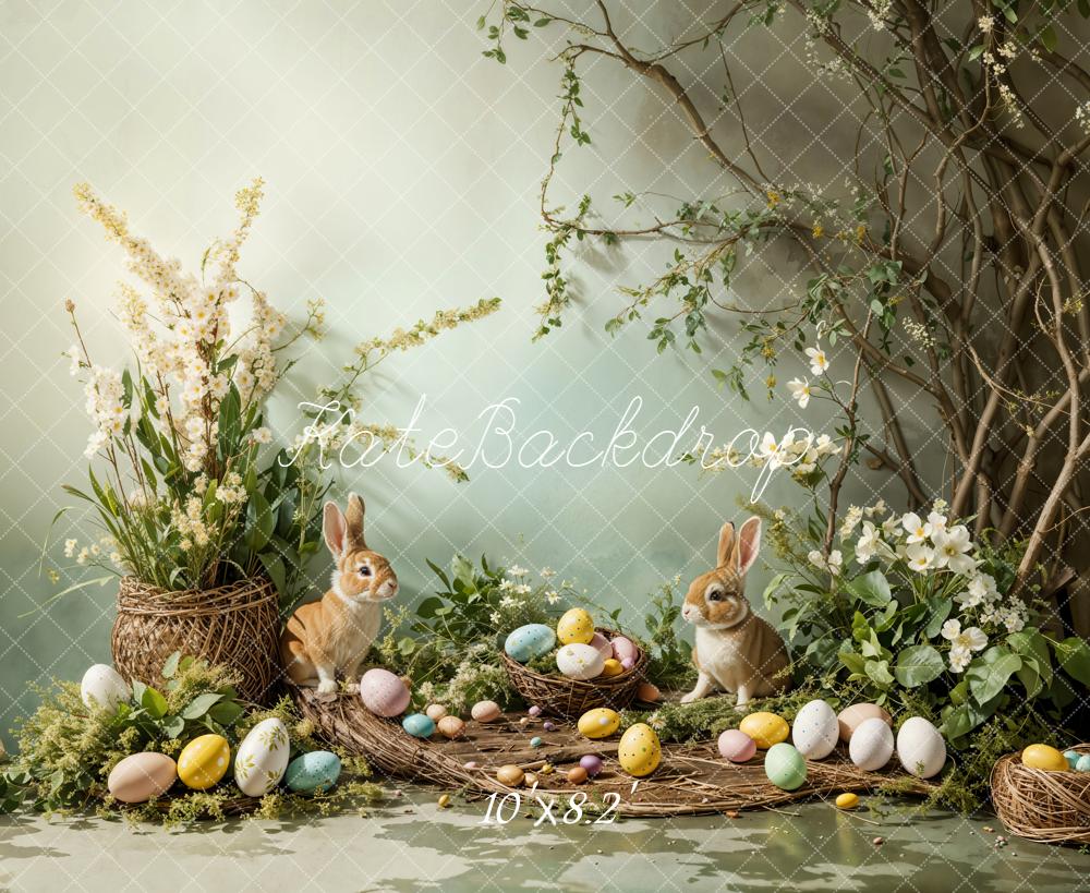 Kate Easter Bunny Eggs Nest Fleece Backdrop Designed by Emetselch