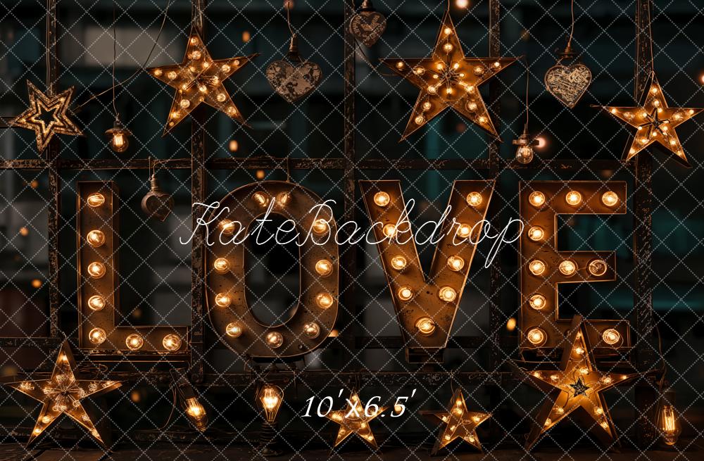 Kate Love Marquee Letters Hanging Stars Fleece Backdrop Designed by Emetselch -UK