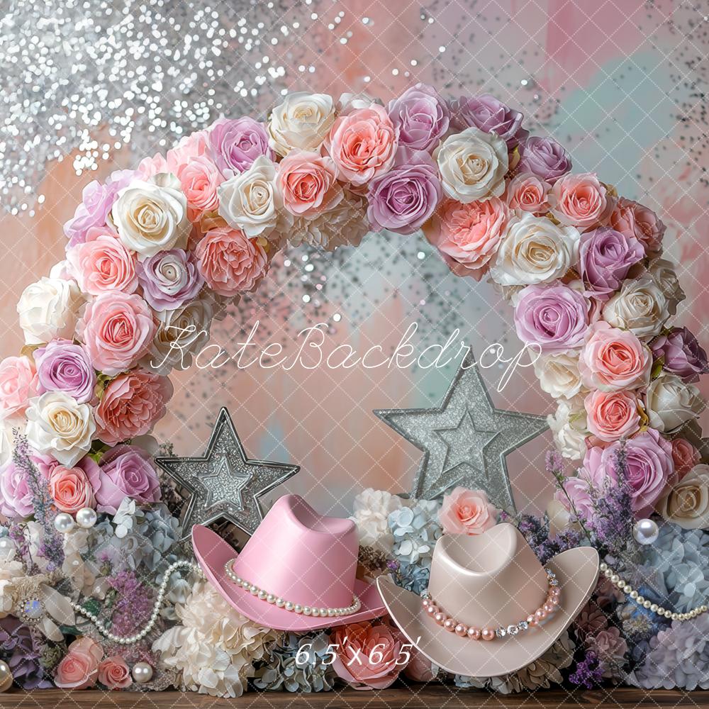 Kate Flower Arch Glitter Pastel Hats Backdrop Designed by Mini MakeBelieve -UK