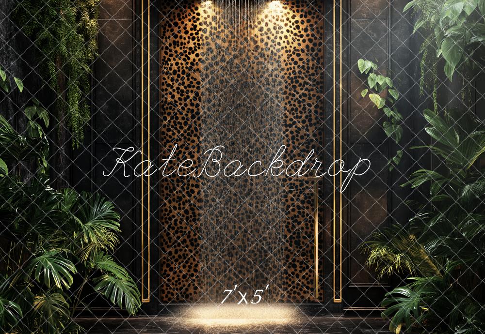 Kate Leopard Wall Tropical Greenery Backdrop Designed by Ashley Paul