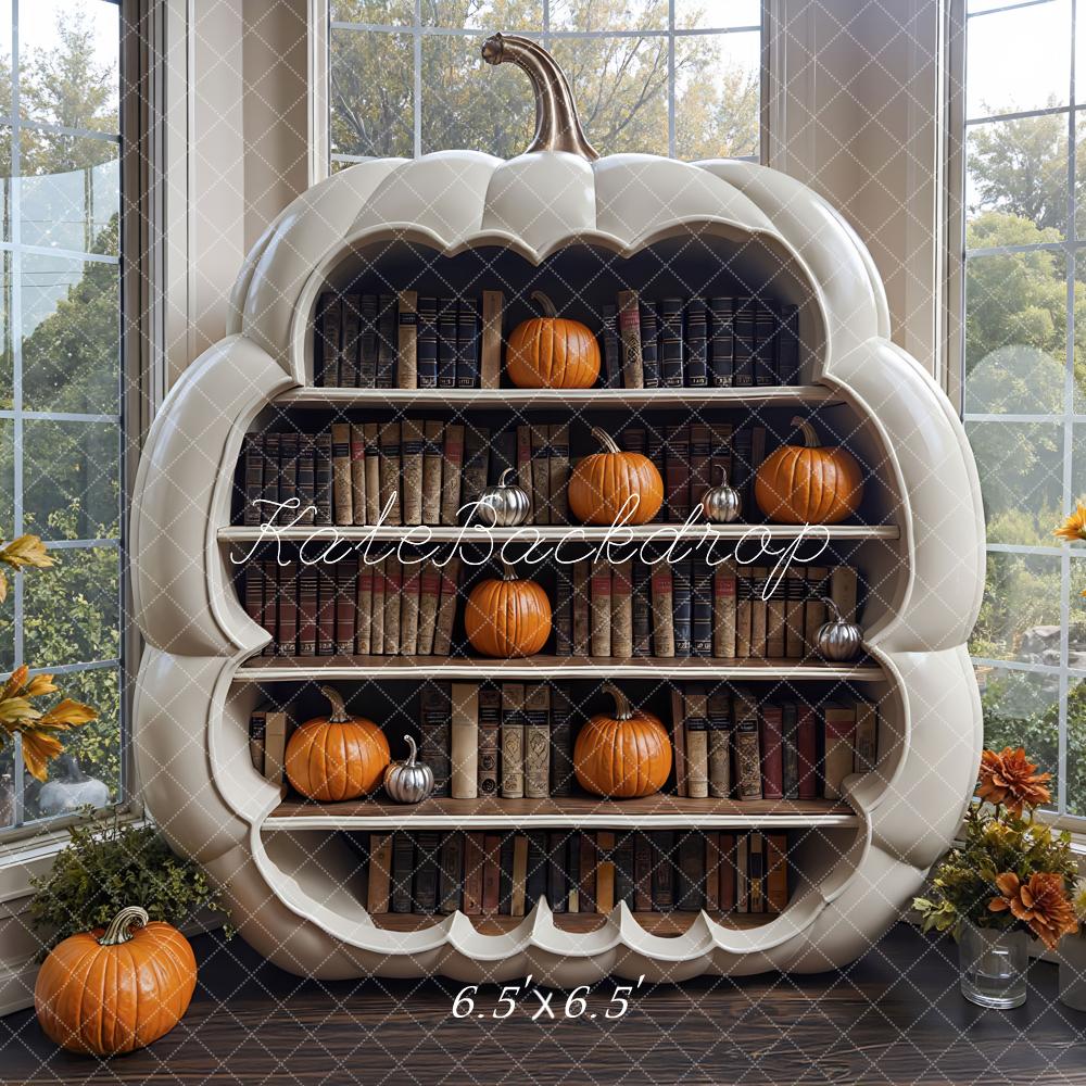 Kate Autumn Pumpkin Bookshelf Pumpkins Backdrop Designed by Mini MakeBelieve