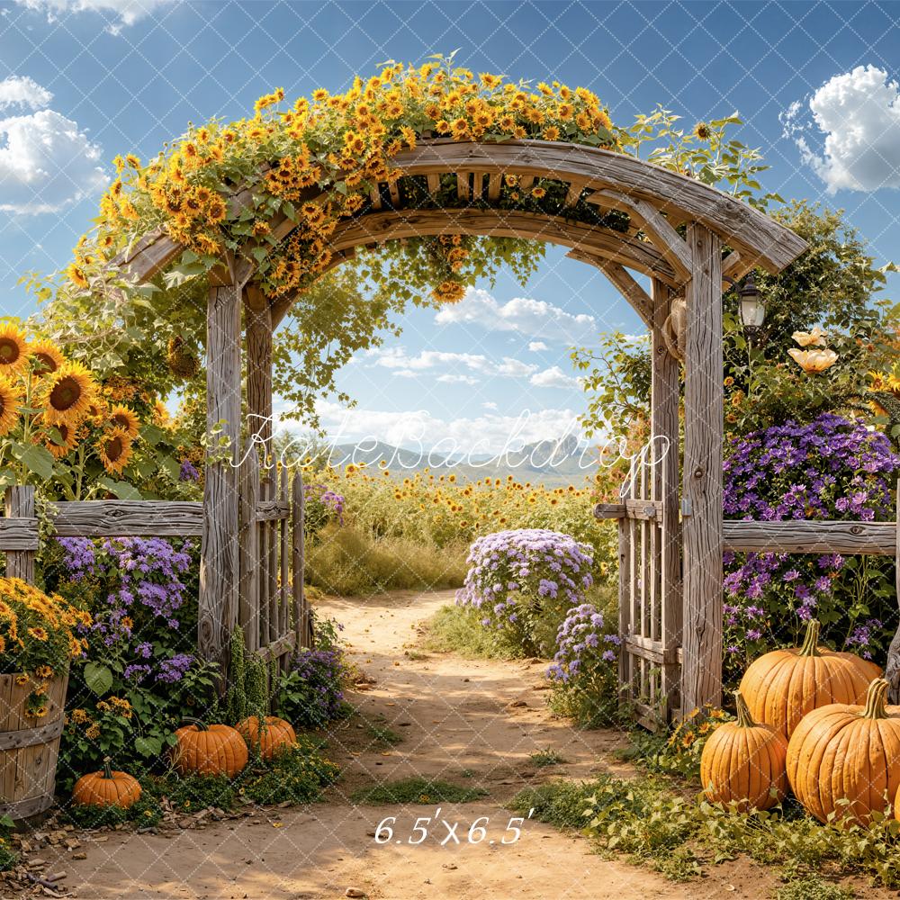 Kate Autumn Sunflower Arch Pumpkins Path Backdrop Designed by Emetselch