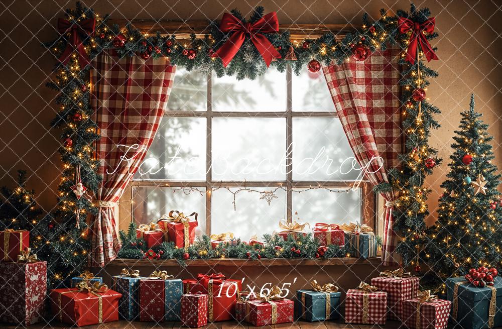 Kate Christmas Window Garland Gift Fleece Backdrop Designed by Emetselch