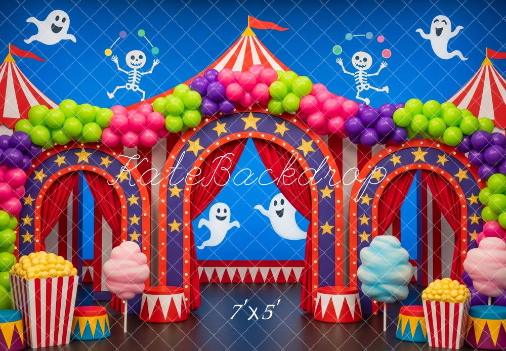Kate Halloween Circus Ghosts Skeletons Balloons Backdrop Designed by Patty Robert