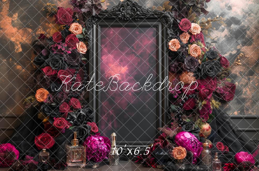 Kate Fine Art Dark Roses Ornate Frame Backdrop Designed by Mini MakeBelieve -UK