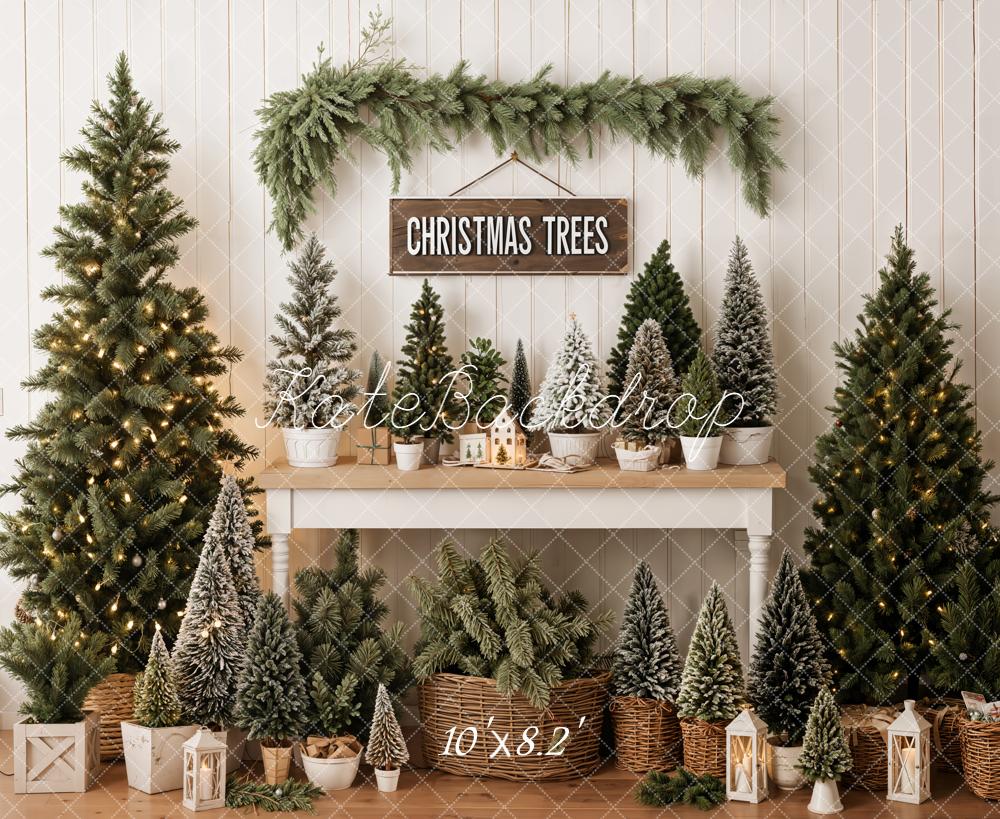 Kate Christmas Trees Lanterns Greenery Backdrop Designed by Emetselch