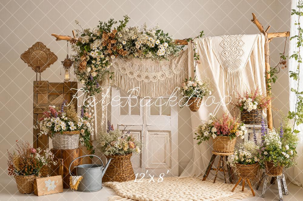 Kate Boho Floral Arch Macrame Decor Backdrop Designed by Emetselch