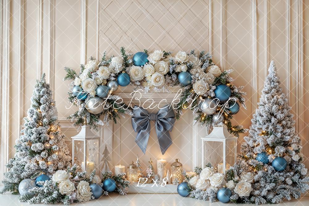 Kate Christmas Floral Arch Trees Fleece Backdrop Designed by Emetselch -UK