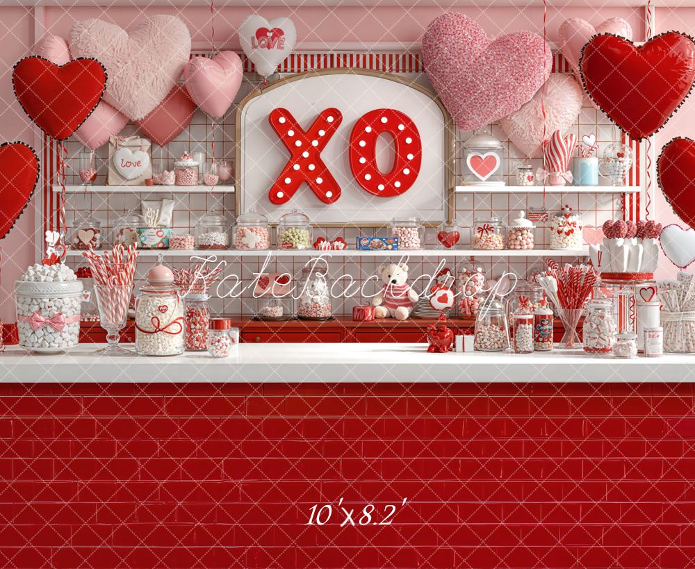Kate Valentines Hearts Candy Shop Fleece Backdrop Designed by Emetselch -UK