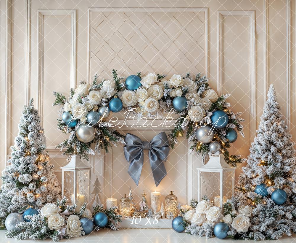 Kate Christmas Floral Arch Trees Fleece Backdrop Designed by Emetselch -UK