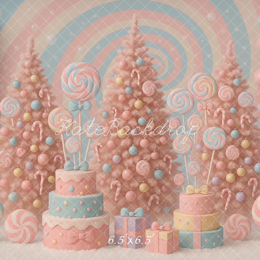 Kate Christmas Candy Land Pastel Swirl Cakes Backdrop Designed by Ashley Paul