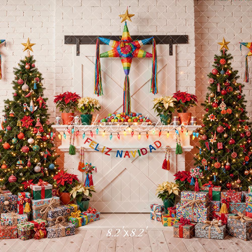 Kate Christmas Piñata Trees Presents Colourful Backdrop Designed by Emetselch -UK