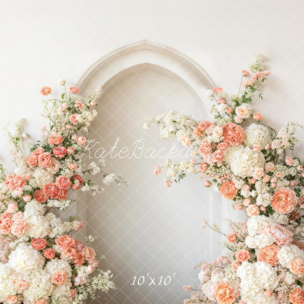 Kate Floral Arch White Blooms Arch Wall Backdrop Designed by Emetselch