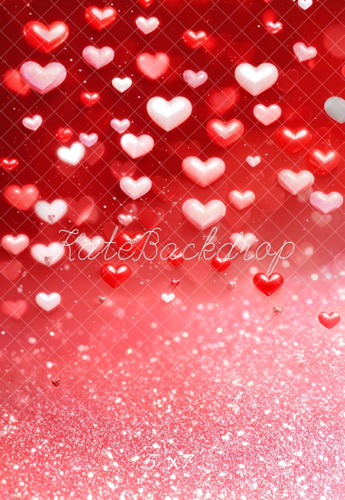 Kate Valentine Red Hearts Sparkle Gradient Backdrop Designed by Emetselch