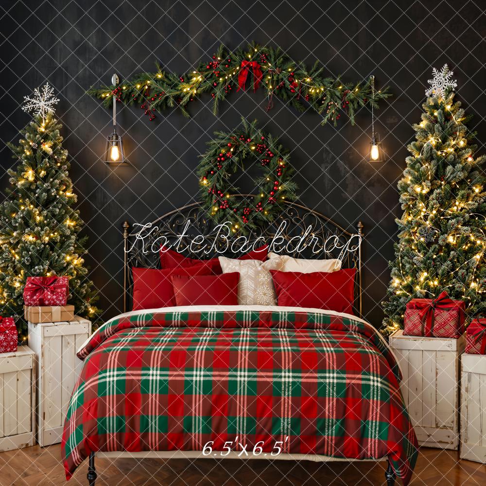 Kate Christmas Bedroom Wreath Garland Trees Backdrop Designed by Emetselch