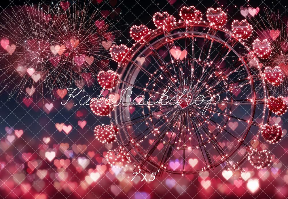 Kate Ferris Wheel Heart Fireworks Pink Backdrop Designed by Emetselch