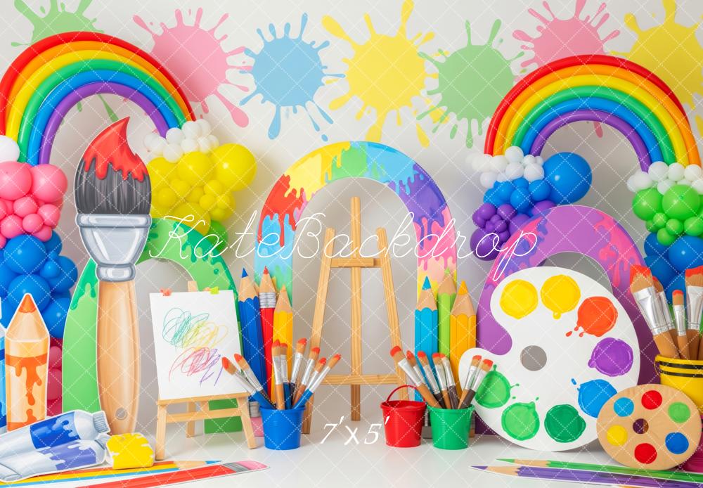 Kate Art Rainbow Paintbrush Palette Colourful Backdrop Designed by Patty Robert