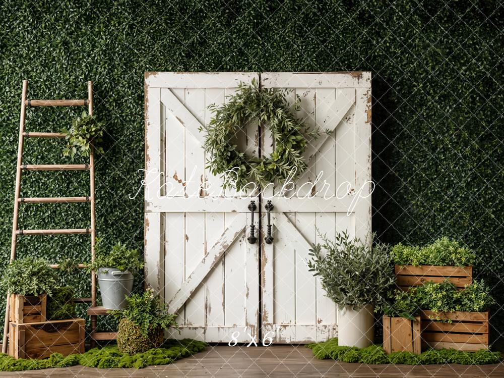 Kate Rustic White Door Wooden Ladder Greenery Backdrop Designed by Emetselch