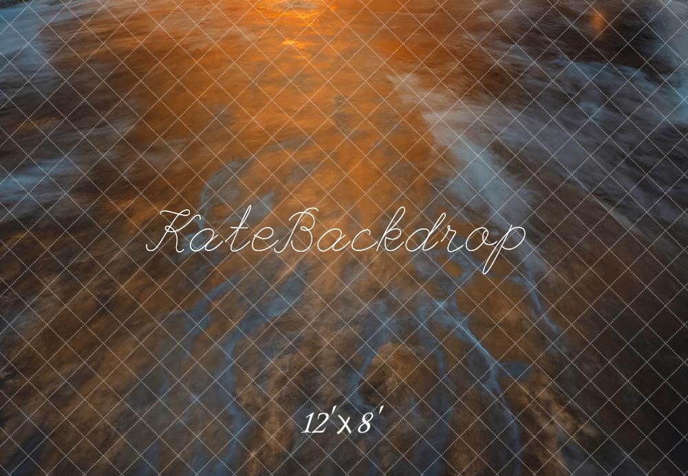 Kate Abstract Orange Blue Texture Fleece Backdrop Designed by Emetselch -UK