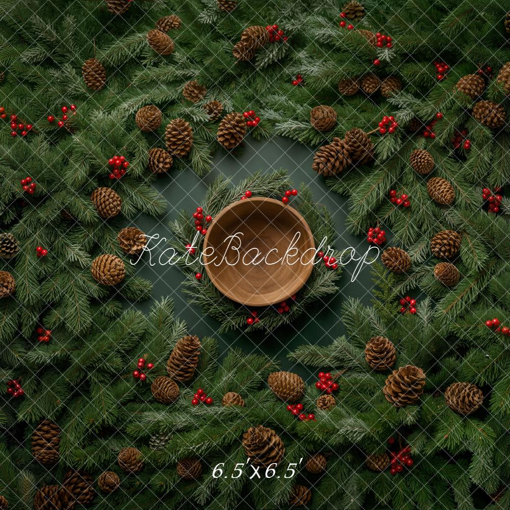 Kate Christmas Wreath Pinecones Bowl Backdrop Designed by Chain Photography