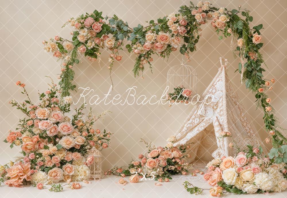 Kate Spring Floral Arch Lace Tent Backdrop Designed by Emetselch