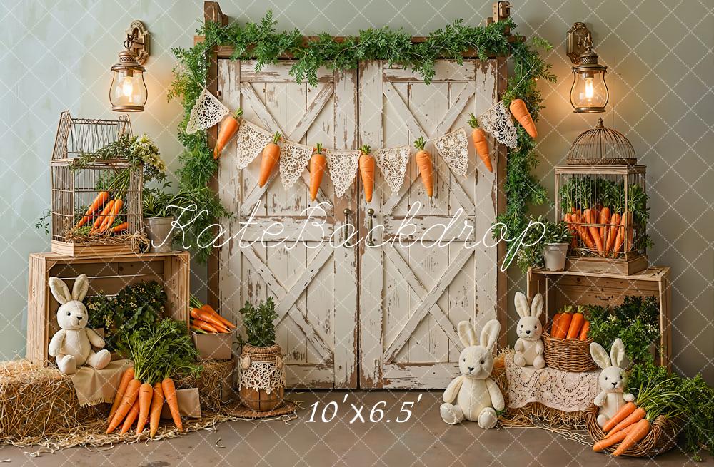 Kate Easter Bunny Carrots Greenery Backdrop Designed by Emetselch