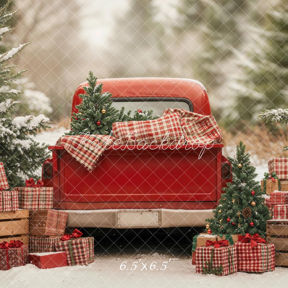 Kate Christmas Truck Gift Snow Forest Backdrop Designed by Emetselch -UK