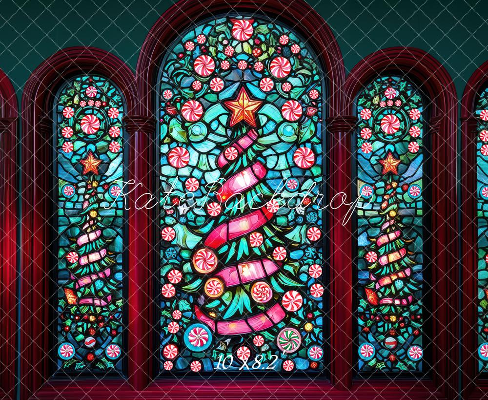 Kate Christmas Stained Glass Trees Backdrop Designed by Mini MakeBelieve -UK