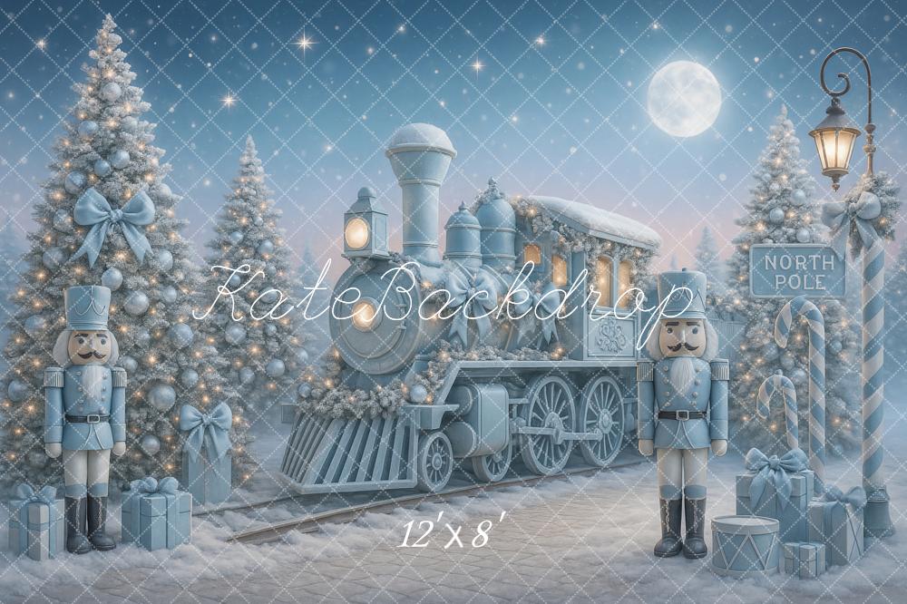 Kate Christmas Polar Train Nutcracker Blue Backdrop Designed by Ashley Paul